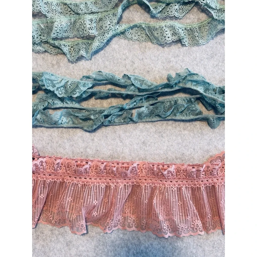 Lot of New Vintage Scalloped Lace Trims Sewing Craft Teal‎ White Pink Blue Green